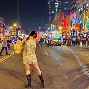 Cream colored fringe slip dress, worn only once
